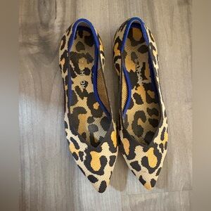 Rothy's Leopard Print Flats with Blue Accents